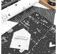 Rol cadeaupapier zwart wit  50x300cm