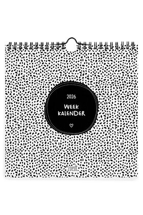 Weekkalender 2026 – stijlvolle zwart-wit kalender van Zoedt