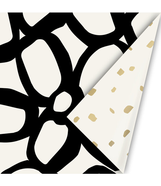 Rol cadeaupapier wit met zwart bloemenpatroon 50x300cm Rol cadeaupapier wit met zwart bloemenpatroon 50x300cm