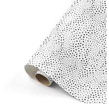 Rol cadeaupapier - wit zwart dotspatroon 50x300cm