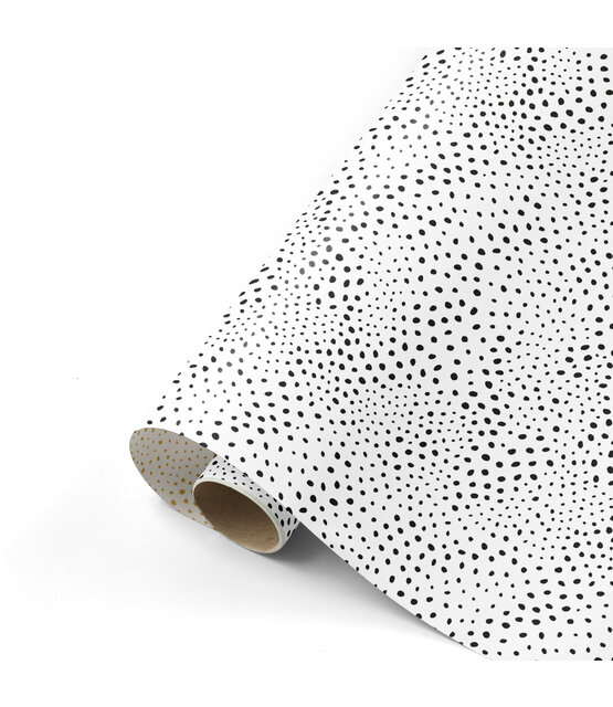 Rol cadeaupapier - wit zwart dotspatroon 50x300cm