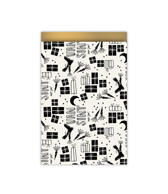 Cadeauzakjes set van 5  - Sinterklaas zwart wit patroon