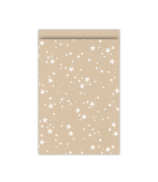Cadeauzakjes set van 5 - kraft met witte sterren