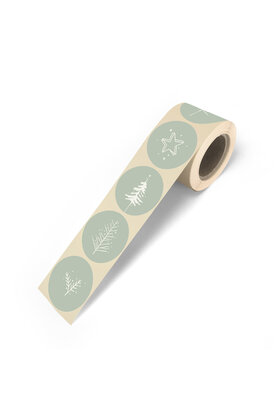 Stickers kerst groen wit | 5 stuks | 5cm