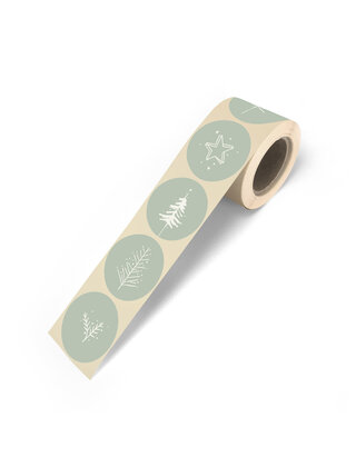 Stickers kerst groen wit | 5 stuks | 5cm