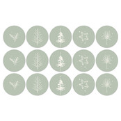Stickers kerst groen wit| 5 stuks | 5cm