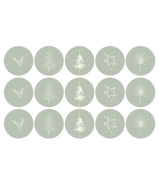 Stickers kerst groen wit| 5 stuks | 5cm