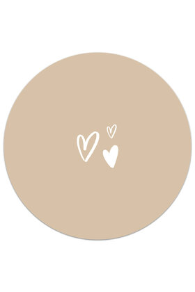 Muurcirkel (binnen) zand met hartjes - 3 formaten