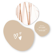 Set van 3 organische muurcirkels zand met tekstjes en riet – Unieke wanddecoratie voor binnen (20, 30 en 40 cm)