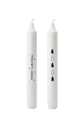 Set van 2 dinerkaarsen - 'Merry Christmas'