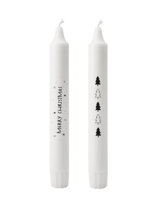 Set van 2 dinerkaarsen - 'Merry Christmas'