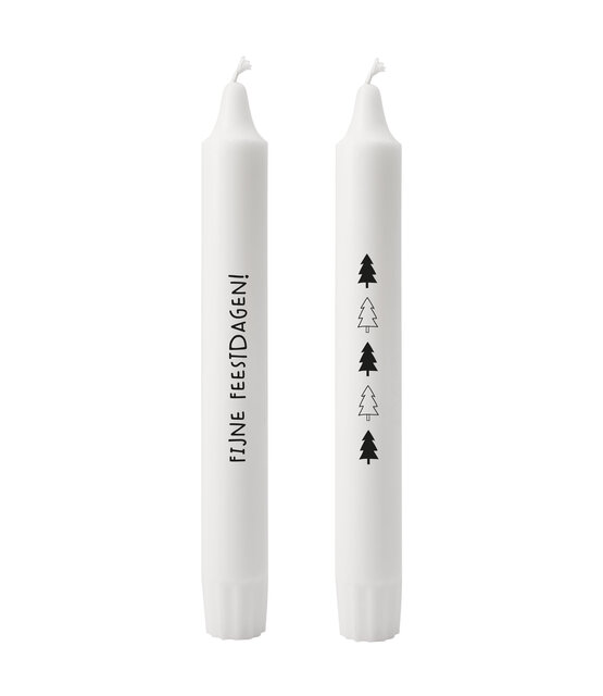 Set van 2 dinerkaarsen 'Fijne feestdagen'