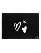Deurmat zwart 40x60 cm – met hartjes — sfeervolle schoonloopmat met anti-slip | Zoedt