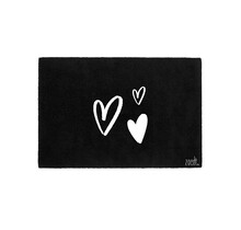Deurmat zwart 40x60 cm – met hartjes — sfeervolle schoonloopmat met anti-slip | Zoedt