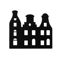 Grachtenpandje zwart - 22x20 cm – met optioneel houten standaard