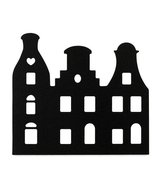 Grachtenpandje zwart - 22x20 cm – met optioneel houten standaard