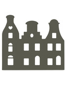 Grachtenpandje olijfgroen - 22x20 cm – met optioneel houten standaard