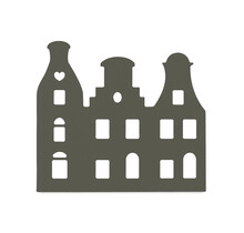 Grachtenpandje olijfgroen - 22x20 cm – met optioneel houten standaard