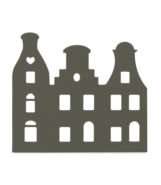 Grachtenpandje olijfgroen - 22x20 cm – met optioneel houten standaard