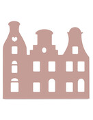 Grachtenpandje oudroze - 22x20 cm – met optioneel houten standaard