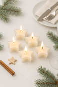 Set van 5 ster waxinelichtjes - wit