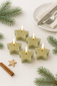 Set van 5 ster waxinelichtjes - groen