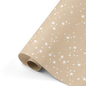 Rol cadeaupapier kraft met witte sterren 50x300cm