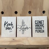 Magazijn sale - set van 3 houten kaarten