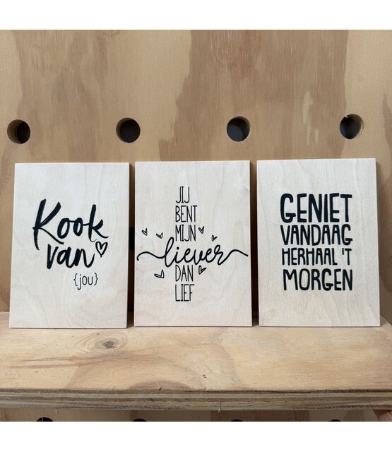 Magazijn sale - set van 3 houten kaarten