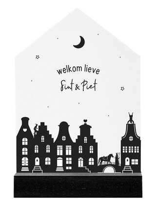 Huisje wit 'Welkom lieve Sint & Piet'