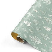 Rol cadeaupapier groen met witte boompjes 50x300cm