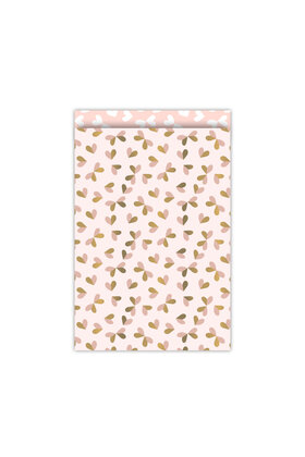 Cadeauzakjes set van 5 - roze tinten met hartjes