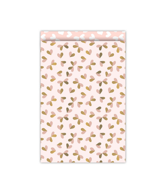 Cadeauzakjes set van 5  - roze tinten met hartjes