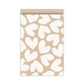 Cadeauzakjes  set van 5 - kraft wit harten