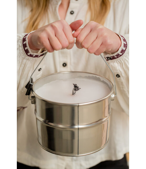 Buitenkaars in blik - grote buitenkaars in metalen blik voor tuin & terras