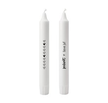 Set van 2 dinerkaarsen met tekst - 'Bedankt lieve juf'