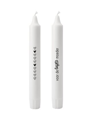 Set van 2 dinerkaarsen - 'Voor de liefste moeder'