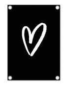 Tuinposter zwart met hart – buitenposter voor tuin & terras