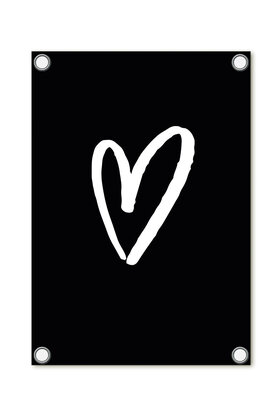 Tuinposter - zwart met hart