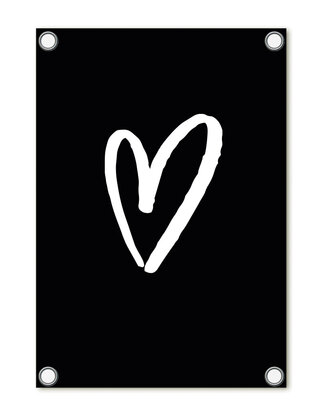 Tuinposter - zwart met hart