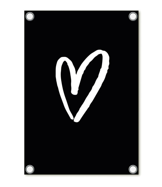 Tuinposter zwart met hart – buitenposter voor tuin & terras
