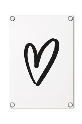 Tuinposter - wit met hart