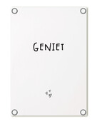 Tuinposter wit met tekst 'Geniet' – buitenposter voor tuin & terras