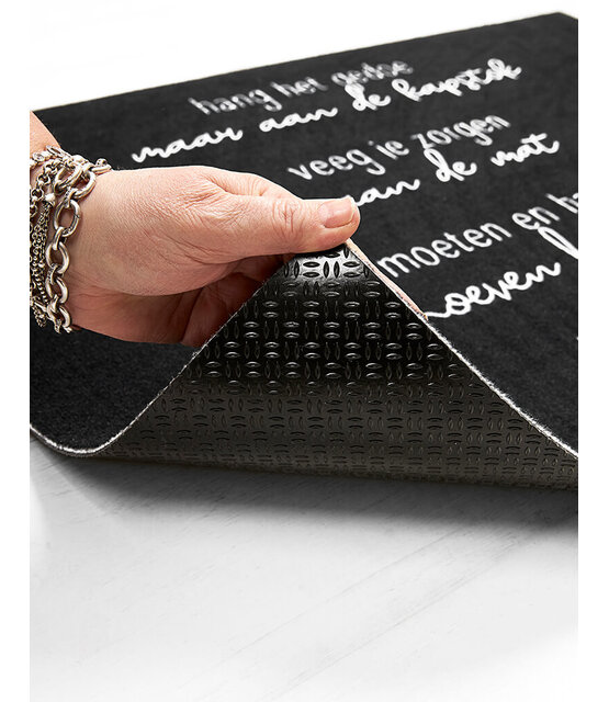 Deurmat zwart 40x60 cm – met grafisch patroon — sfeervolle schoonloopmat met anti-slip | Zoedt