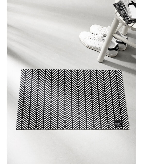 Deurmat zwart 40x60 cm – met grafisch patroon — sfeervolle schoonloopmat met anti-slip | Zoedt