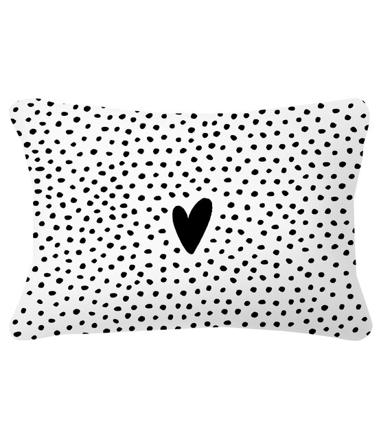 Buitenkussen 60x40 met dots en hart – waterafstotend tuinkussen