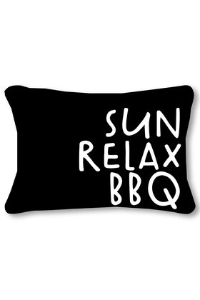 Buitenkussen 60x40 – zwart met tekst Sun Relax BBQ
