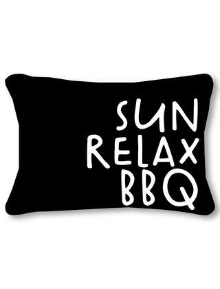 Buitenkussen 60x40 – zwart met tekst Sun Relax BBQ