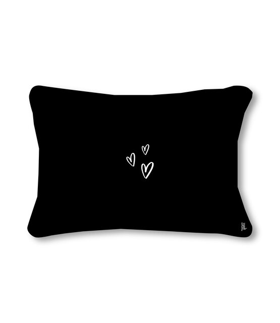 Buitenkussen 50x30 zwart met tekst Geluk zit in het zonnetje– waterafstotend tuinkussen