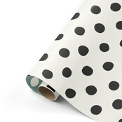 Rol cadeaupapier wit met zwarte polkadots 50x300cm